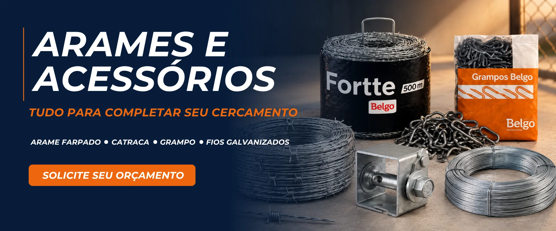 Arames e acessórios - arame farpado, catraca, grampo e fios galvanizados